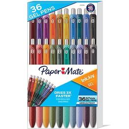 Paper Mate - InkJoy Gel Pens, Medium Point, 0.7mm, Colors, 36/Pack - Assorted