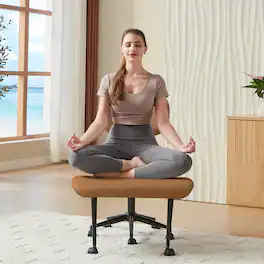 Bestier - Ergonomic Cross-Legged Office Chair, 360° Swivel Adjustable Height & Faux Leather for Meditation, Yoga & Office - Brown