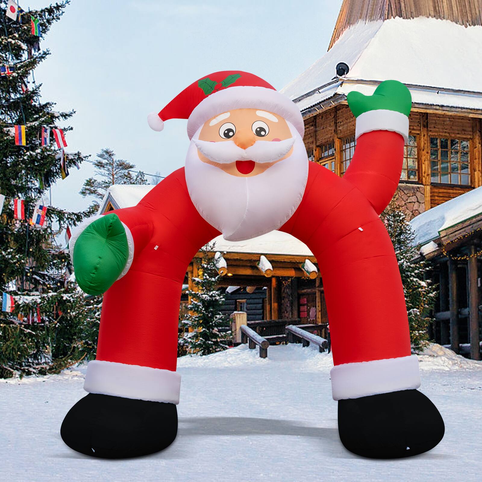 Angle. GOOSH Inflatables - GOOSH 8FT Animated Dancing Santa Inflatable with Shaking Arms and LED Lights - Red.