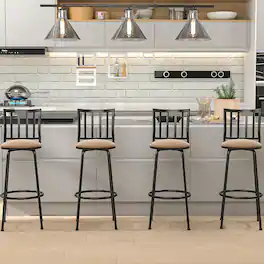 Vecelo - Set of 4 Adjustable Bar Stools 24 to 29 Inch, 360 Swivel Bar Stools, Counter and Bar Height Stools for Kitchen Island - Brown