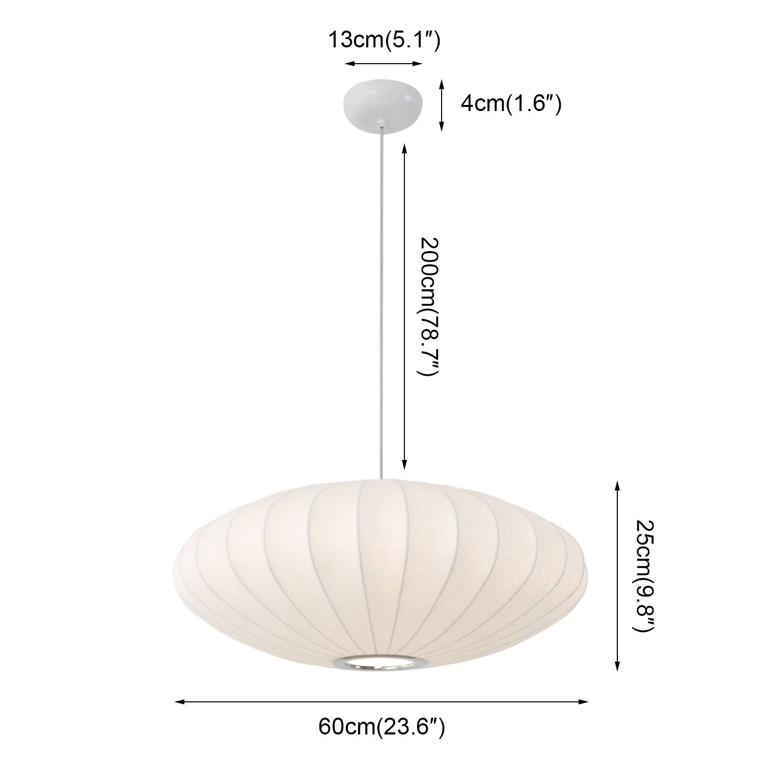 13cm(5.1") 4cm(1.6") 200cm(78.7") 25cm(9.8") 60cm(23.6")