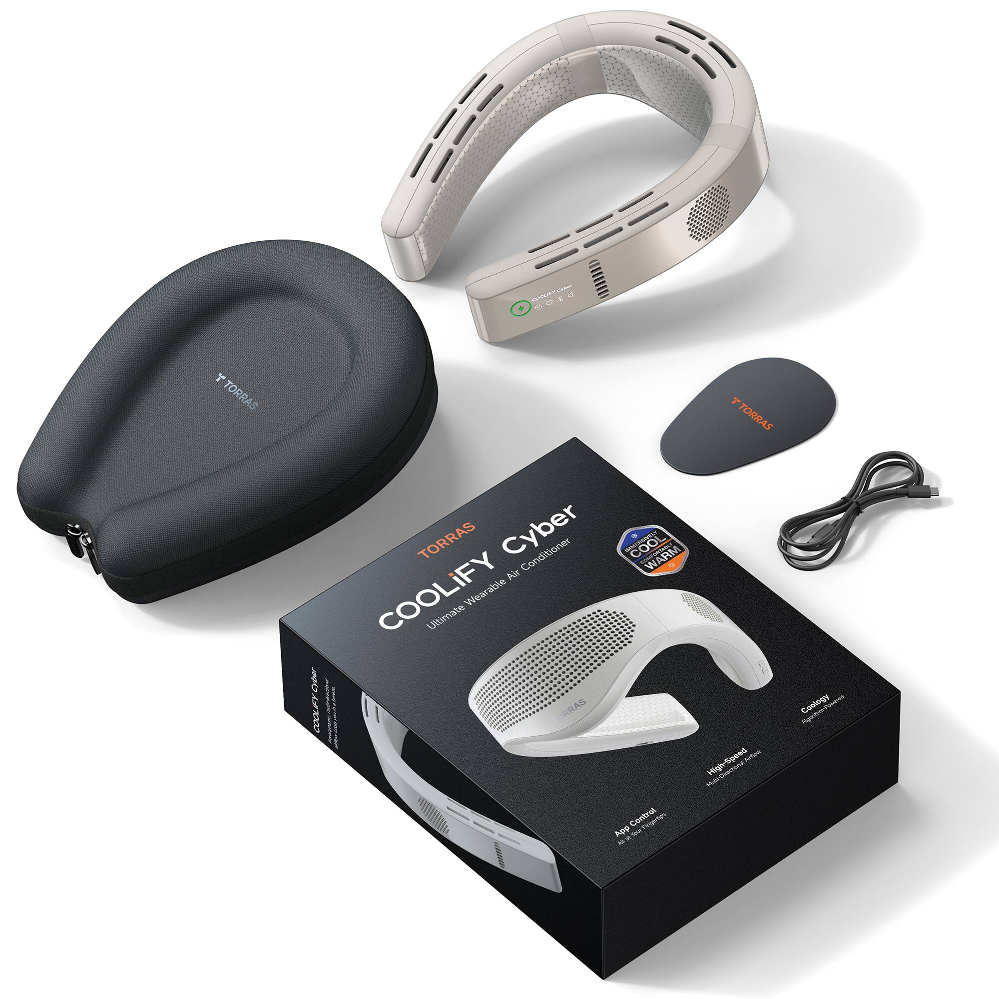 Alt View 17. TORRAS - COOLiFY Cyber Neck Air Conditioner, Cooling, Heating, and Fan Rechargeable with 6000mAh - Glacial White.