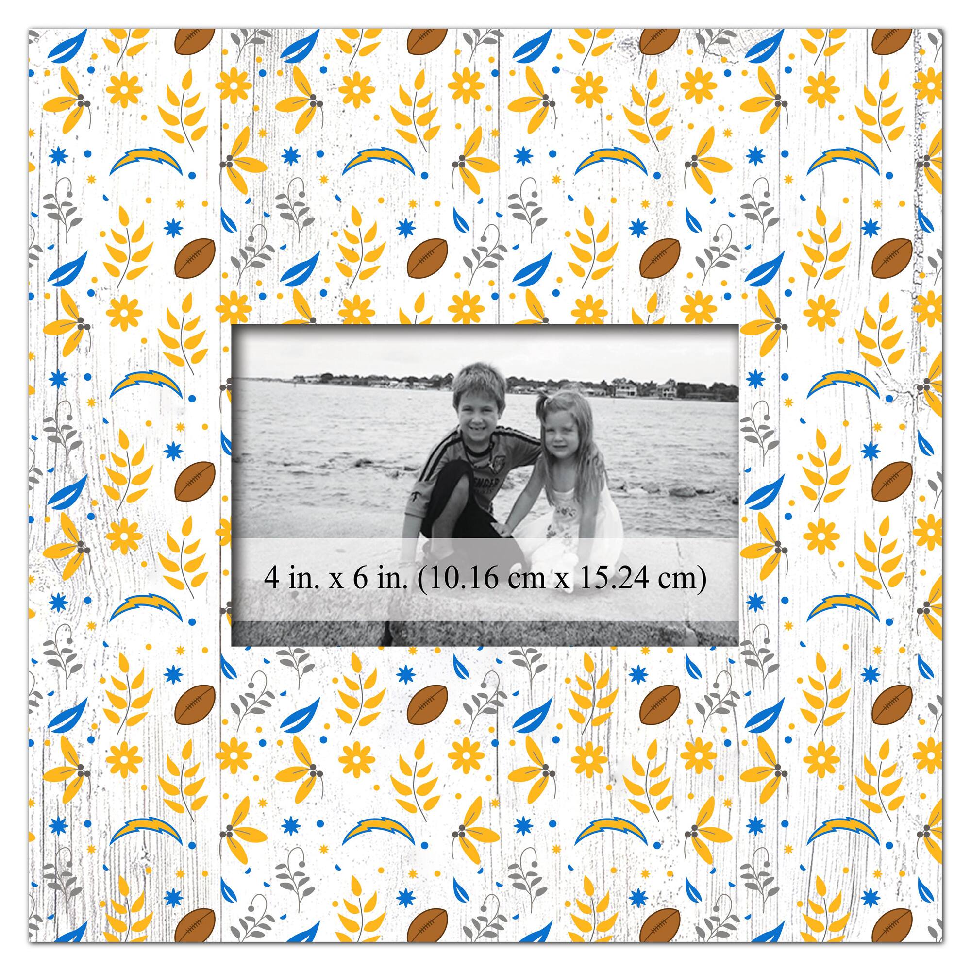 Los Angeles Chargers 10'' x 10'' Floral Pattern Frame