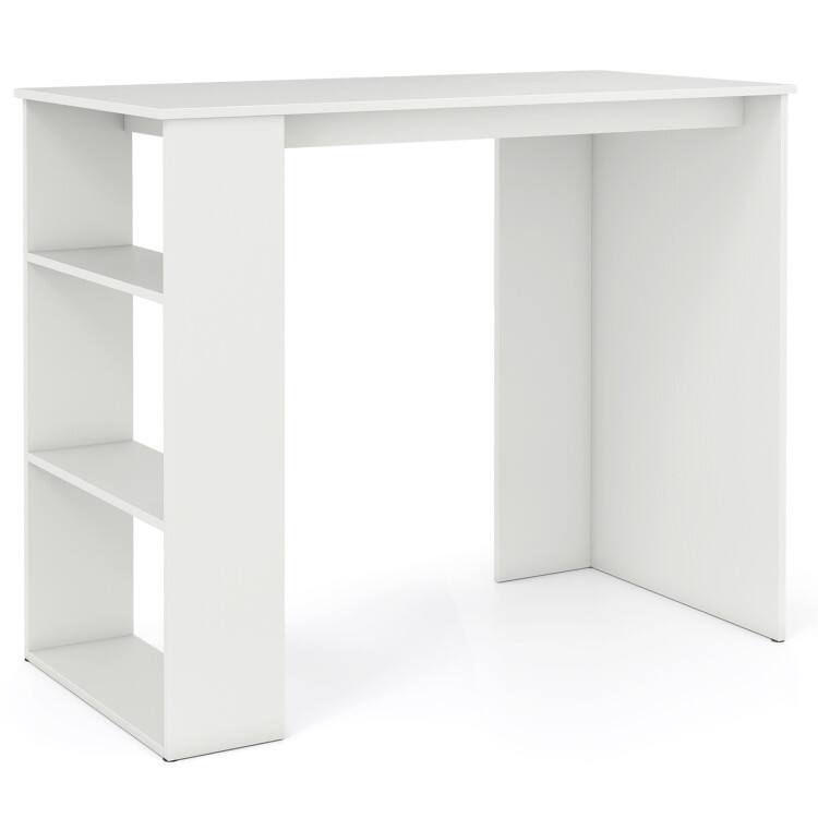 SlickBlue - Compact Computer Desk with Built-In Bookshelf for Small Spaces - White