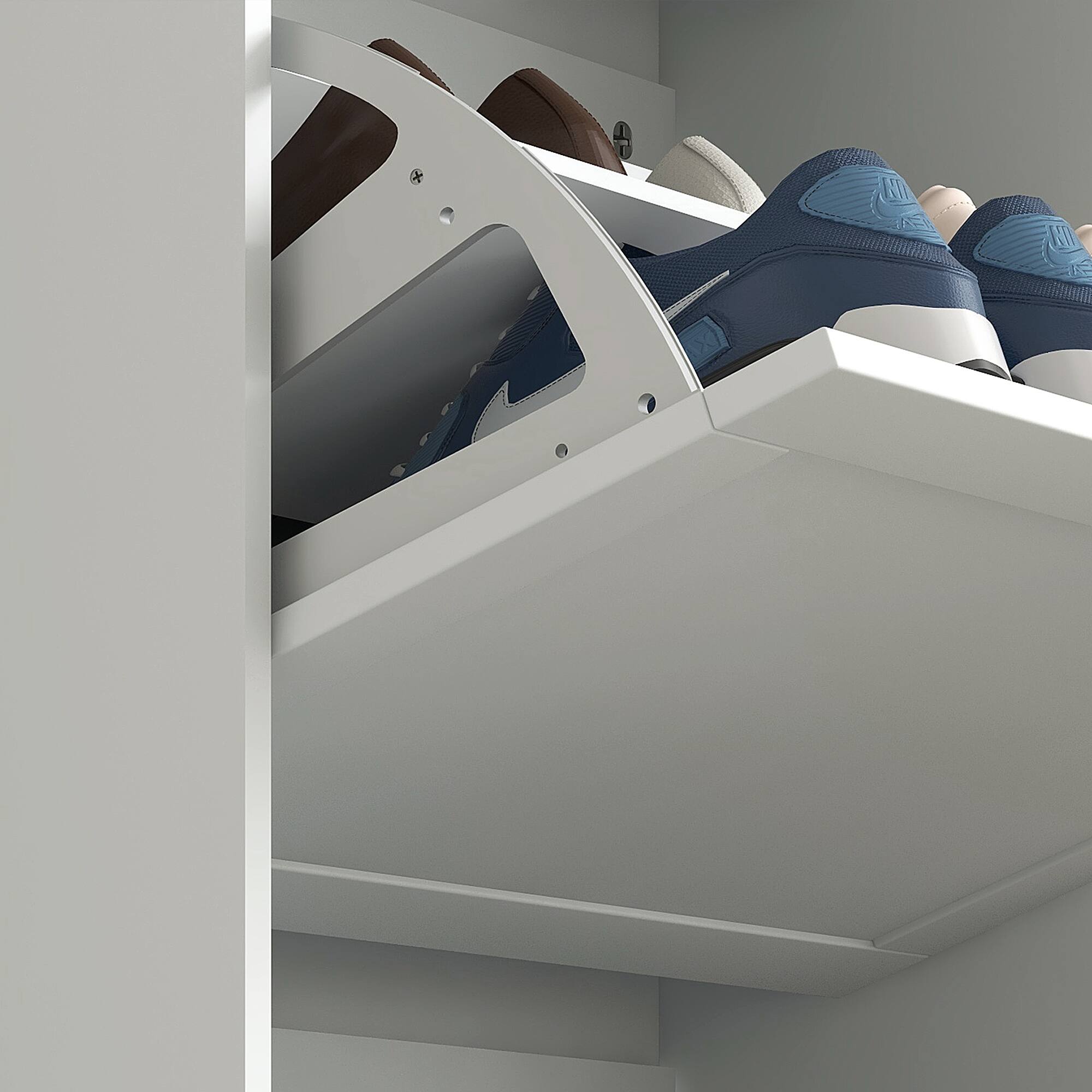 Alt View 8. Homcom - Shoe Storage Cabinet with 3 Flip Drawers and Adjustable Shelves for 12-18 Pairs of Shoes - White.