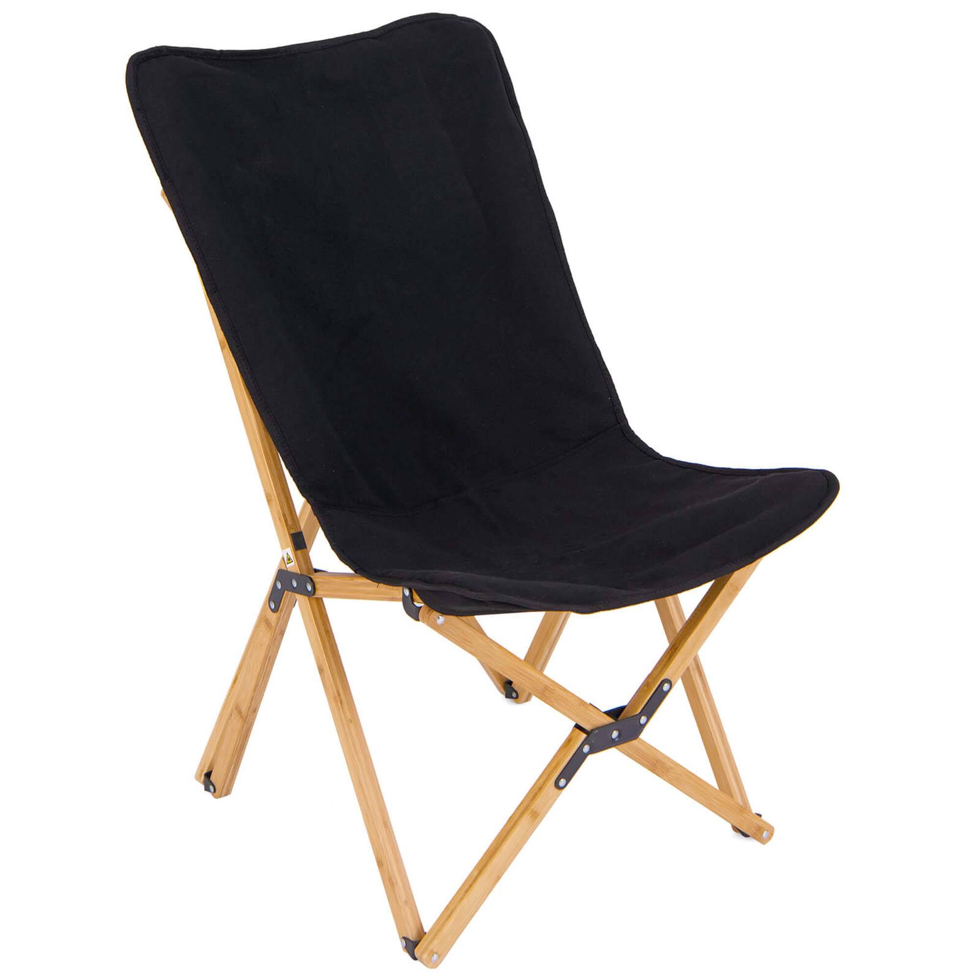 Angle. Costway - Bamboo Butterfly Folding Chair Set of 2 with Storage Pocket 330 LBS Capacity Black - Black.