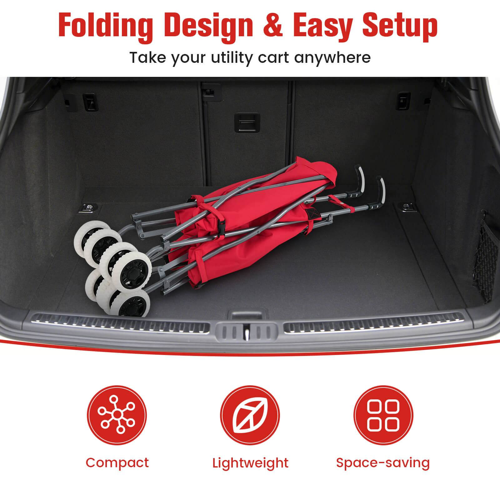Folding Design & Easy Setup  
Take your utility cart anywhere  

Compact  
Lightweight  
Space-saving