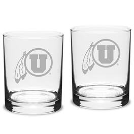 Jardine - Utah Utes 2-Piece 14oz. Classic Double Old-Fashioned Glass Set - Multicolor