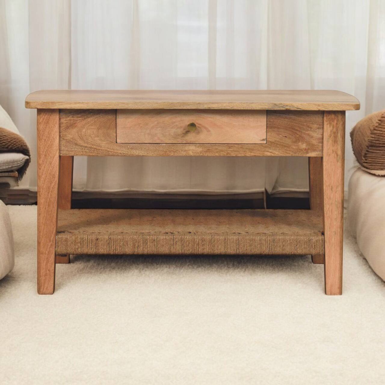 Alt View 7. Artisan Furniture - Rope 1 Drawer Coffee Table - Brown.