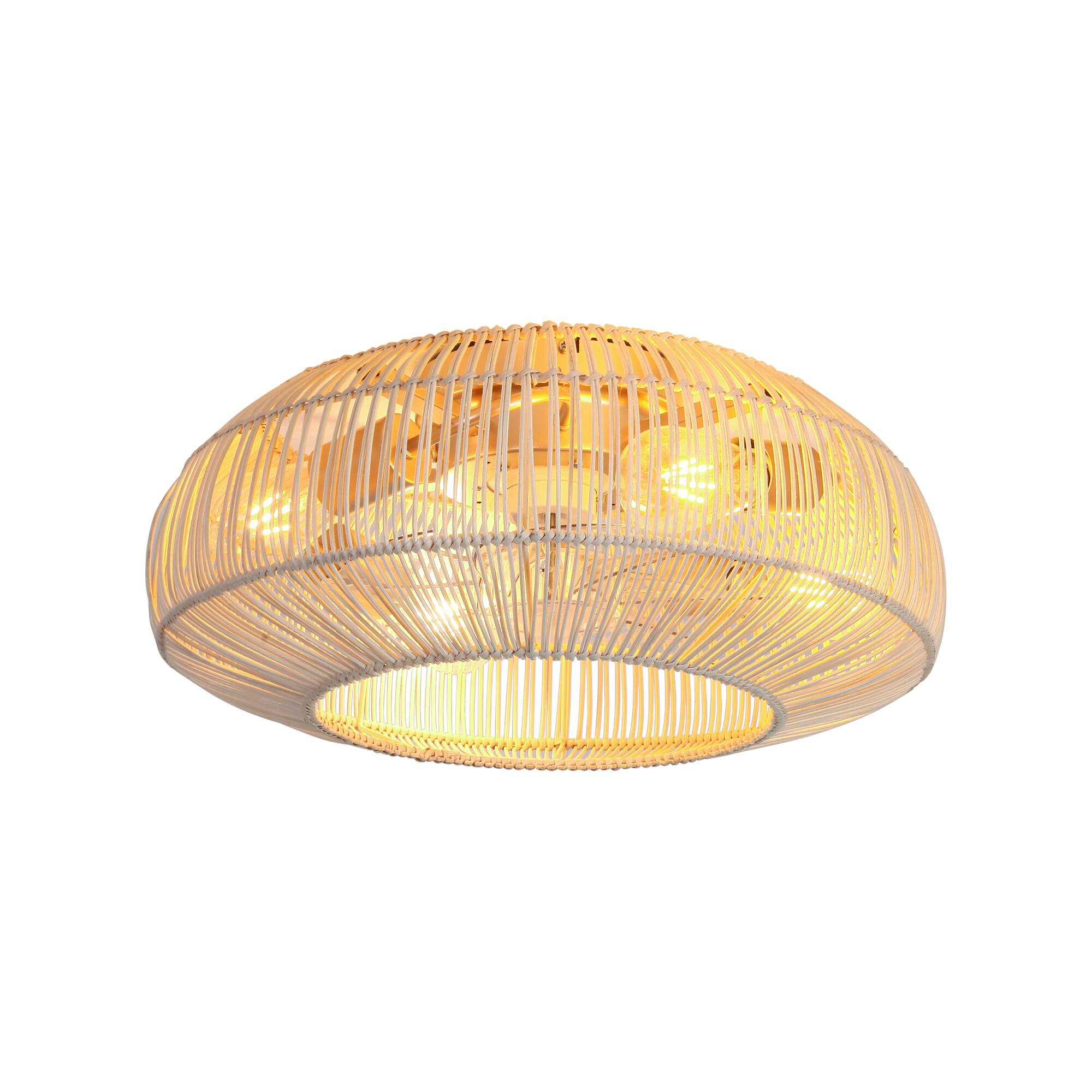 "Parrot Uncle - 20"" Coastal Weave Rattan Flush Mount Caged Ceiling Fan with Remote - Gold" price history on PriceWatchPro