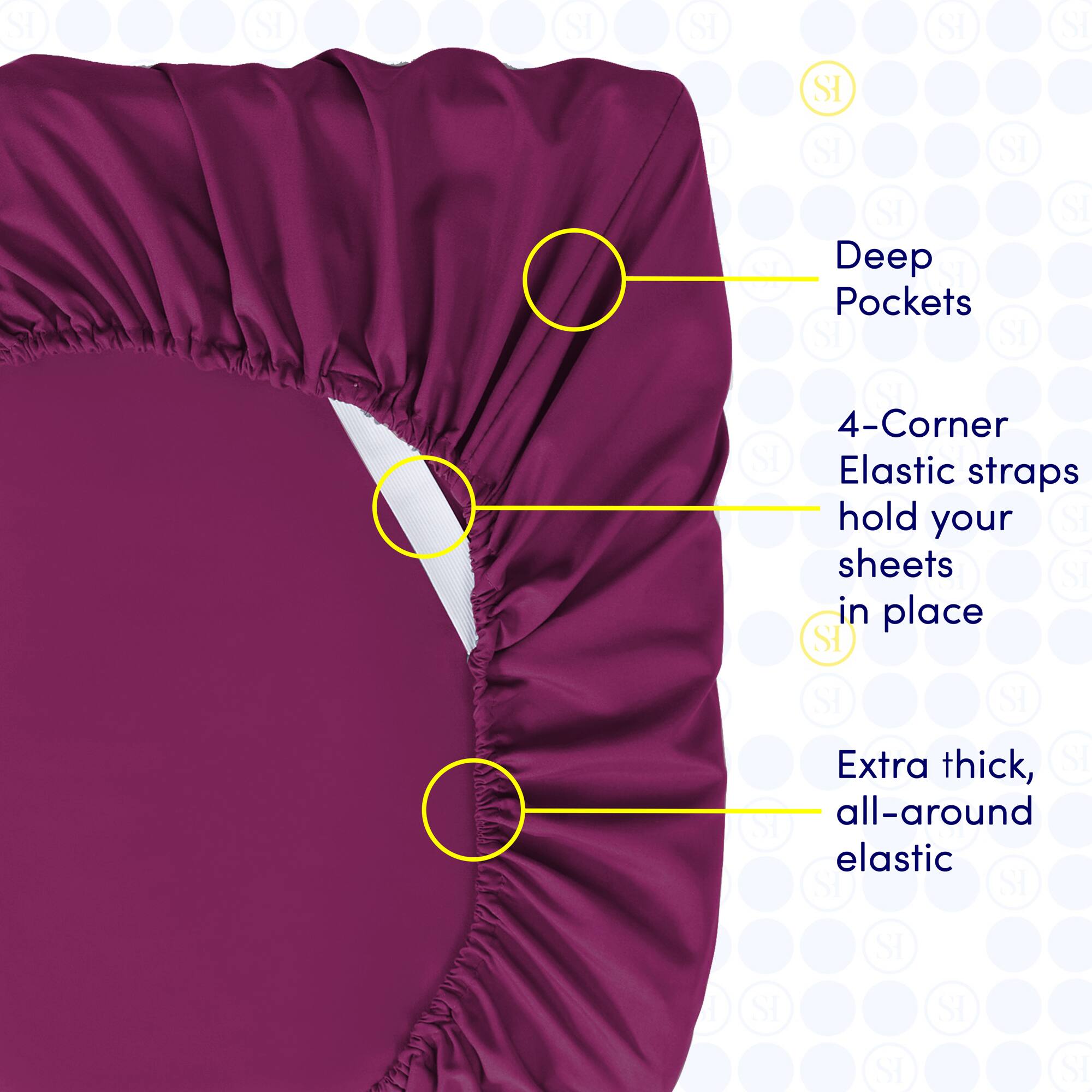 Sure, here is the corrected and grouped text:

- Deep Pockets
- 4-Corner Elastic straps hold your sheets in place
- Extra thick, all-around elastic