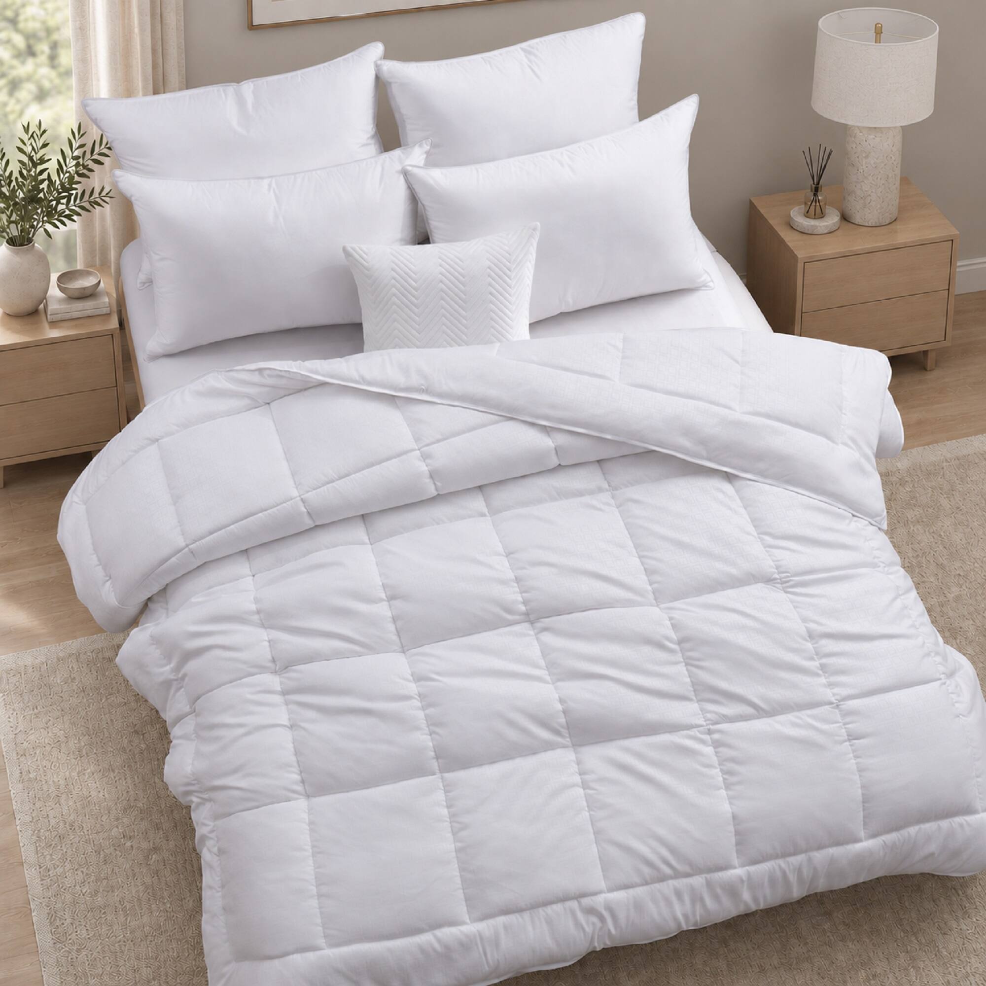 Angle. Peace Nest - Peace Nest -  All Season Down Alternative Comforter Duvet Insert with Soft Microfiber Shell - Twin - White.