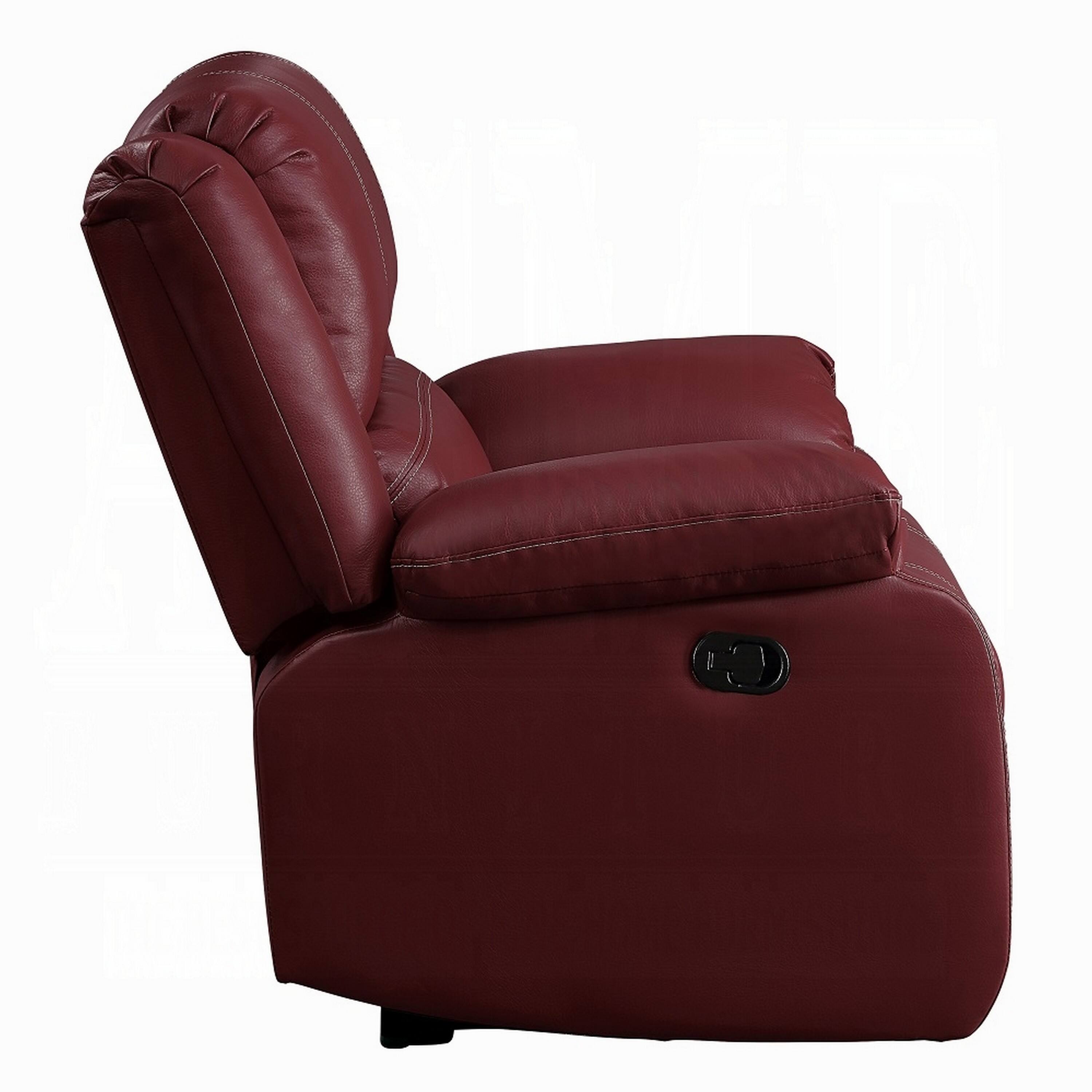 Back. Manhattan Lane - Zuru Motion Manual Rocker Recliner Chair, Plush   Faux Leather - Red.