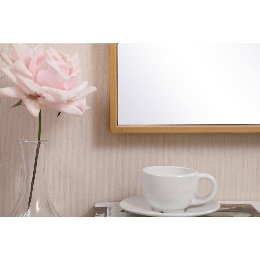 Alt View 3. Elegant Decor - Metal frame rectangle mirror 14x28 inch in brass - Brass.