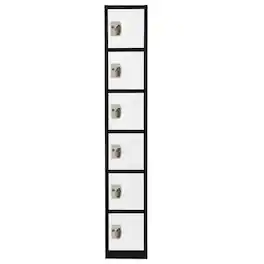 AdirOffice - Storage Locker 629-Series 72" H 6-Tier Steel Key Lock 6-Shelf Locker with Key Lock - Black Bidy/White Doors
