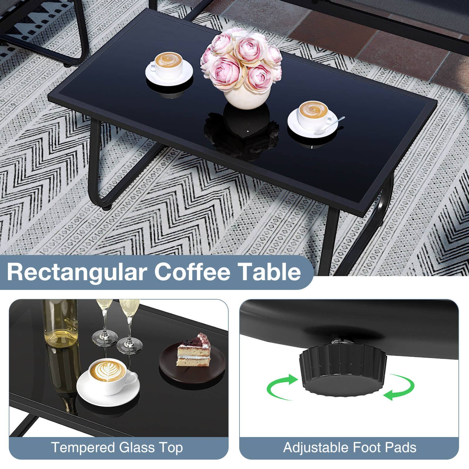 Rectangular Coffee Table

Tempered Glass Top

Adjustable Foot Pads