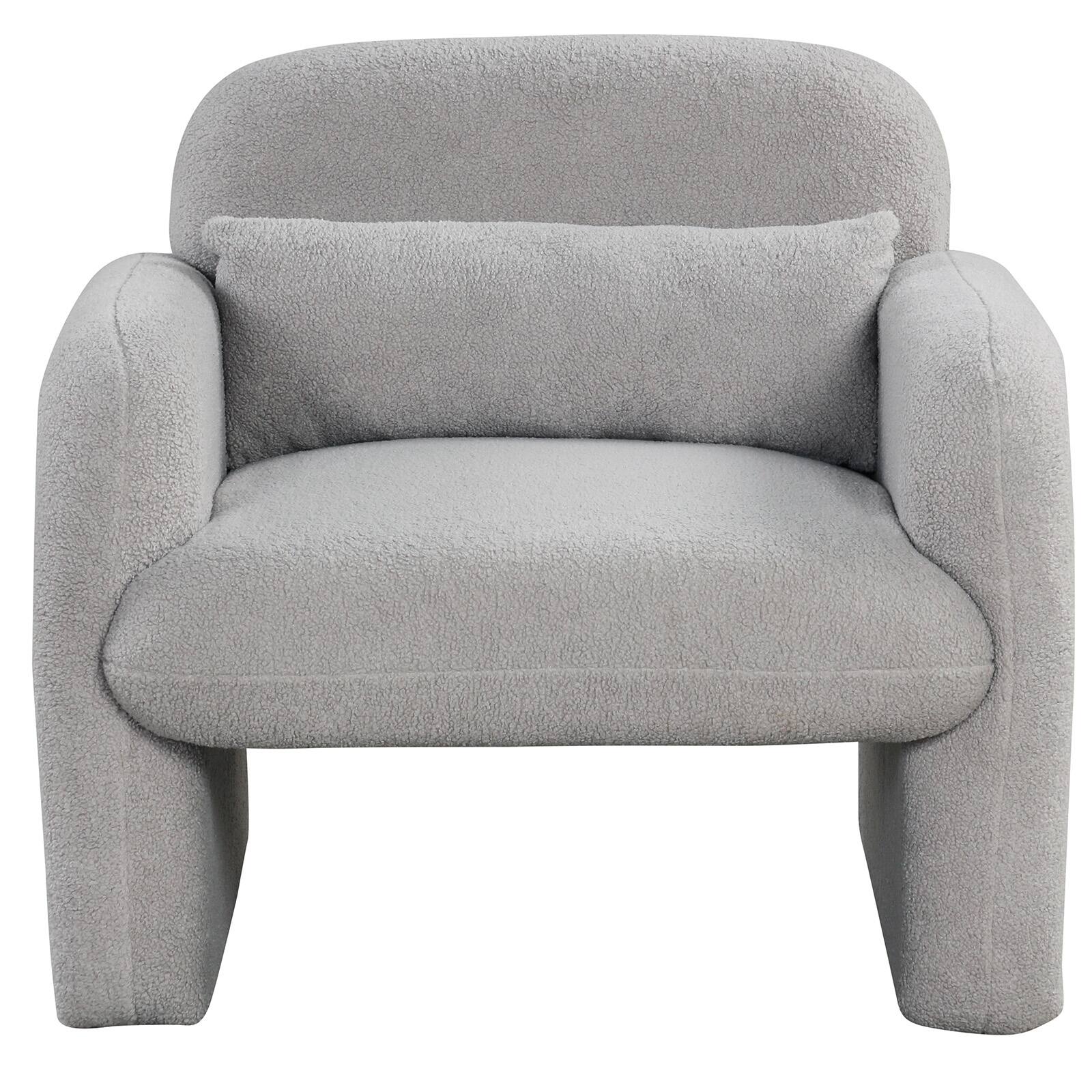 Alt View 9. Gymax - Gymax 2PCS Modern Accent Chair Sherpa Fabric Upholstered Armchair w/ Waist Pillow Grey - Grey.