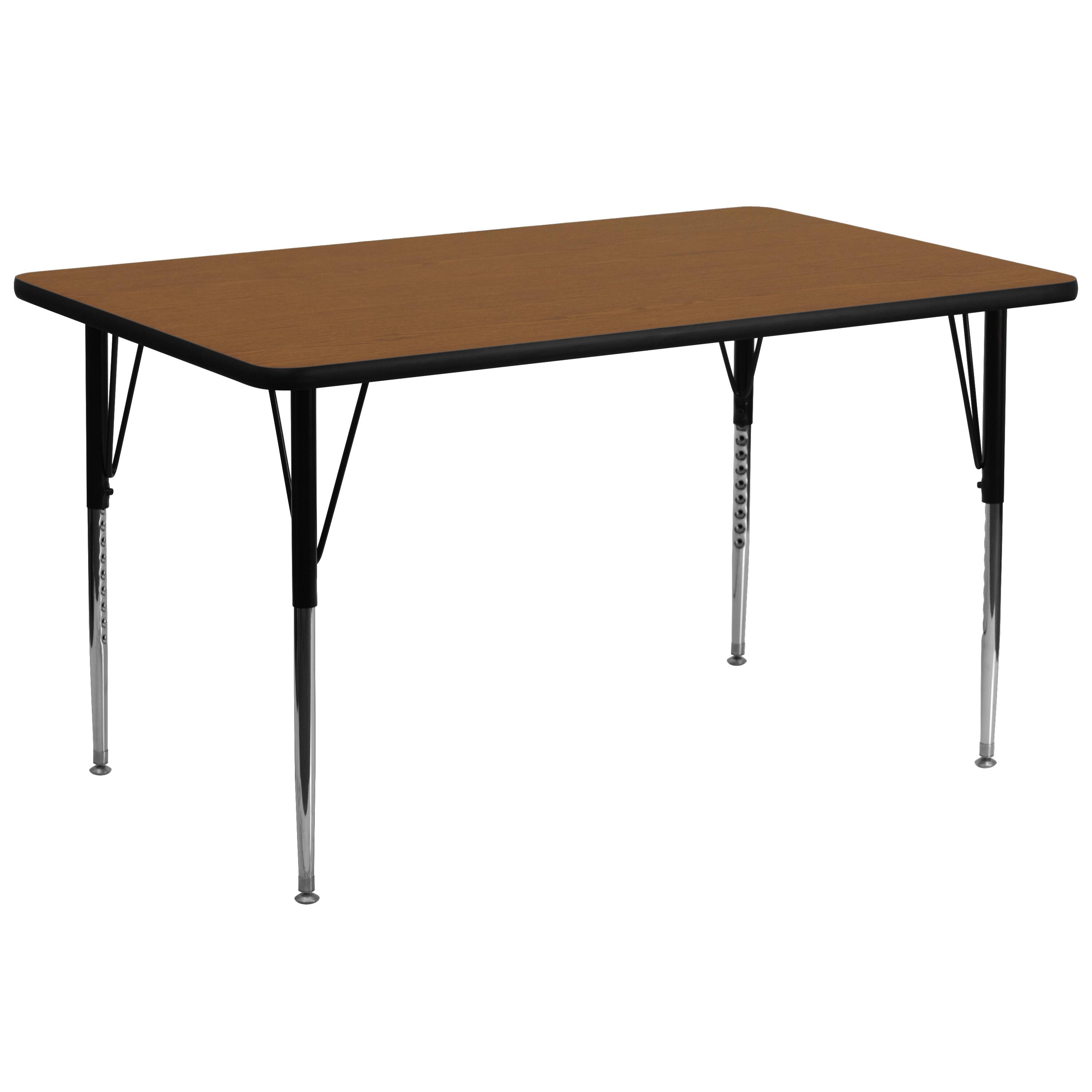 Front. Emma + Oliver - 30x72 Rectangle HP Laminate Adjustable Activity Table - Oak.