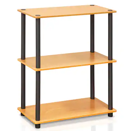 Front. Furinno - Turn-N-Tube 3-Tier Compact Multipurpose Shelf Display Rack, Light Cherry - Light Cherry/Black.