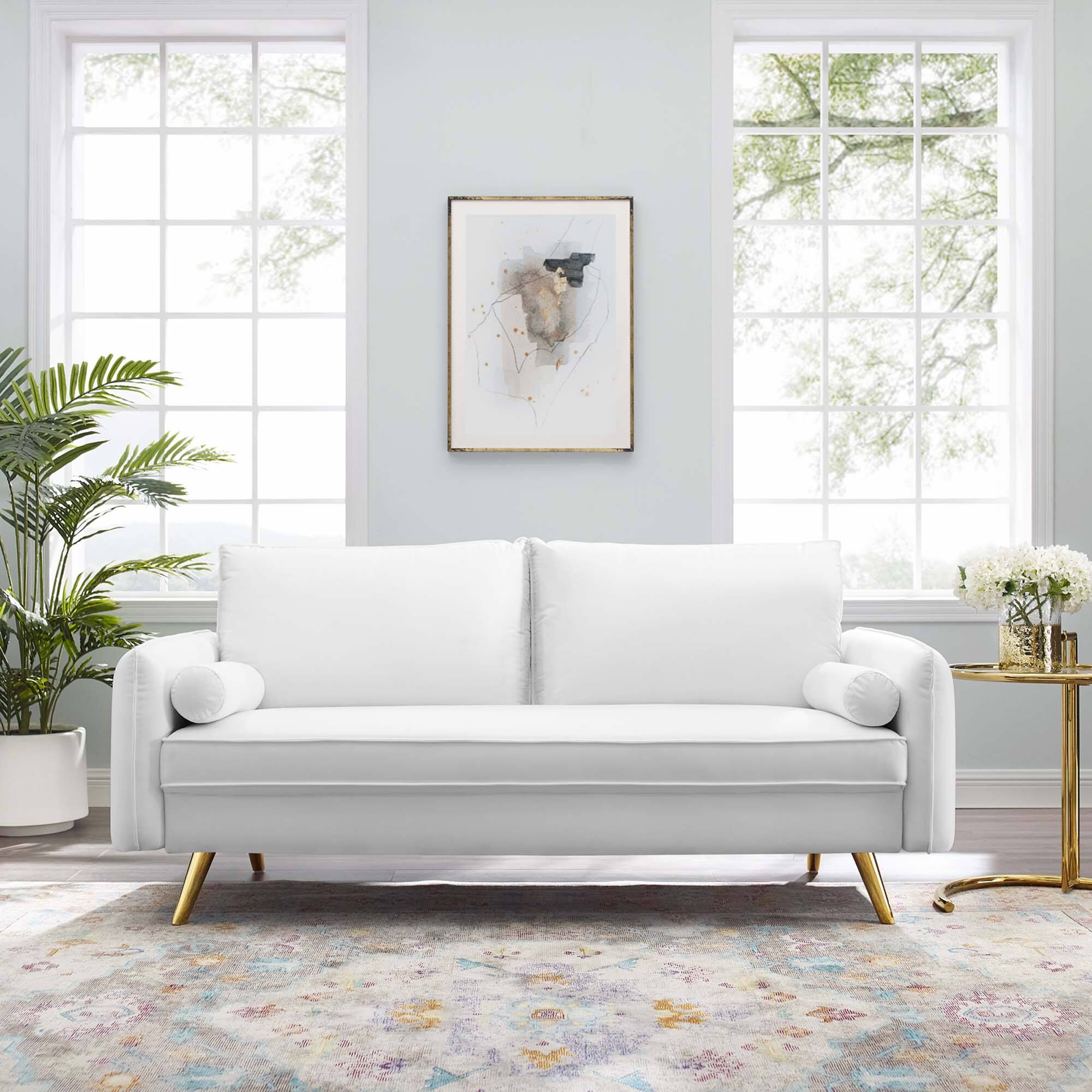 Alt View 4. Modway - Revive Performance Velvet Sofa by Modway - White.