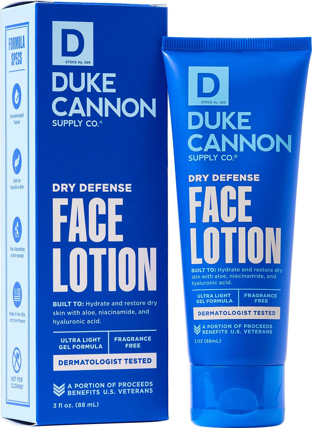 Duke Cannon Supply Co. Dry Defense Face Lotion, 3 fl oz. (88 mL)