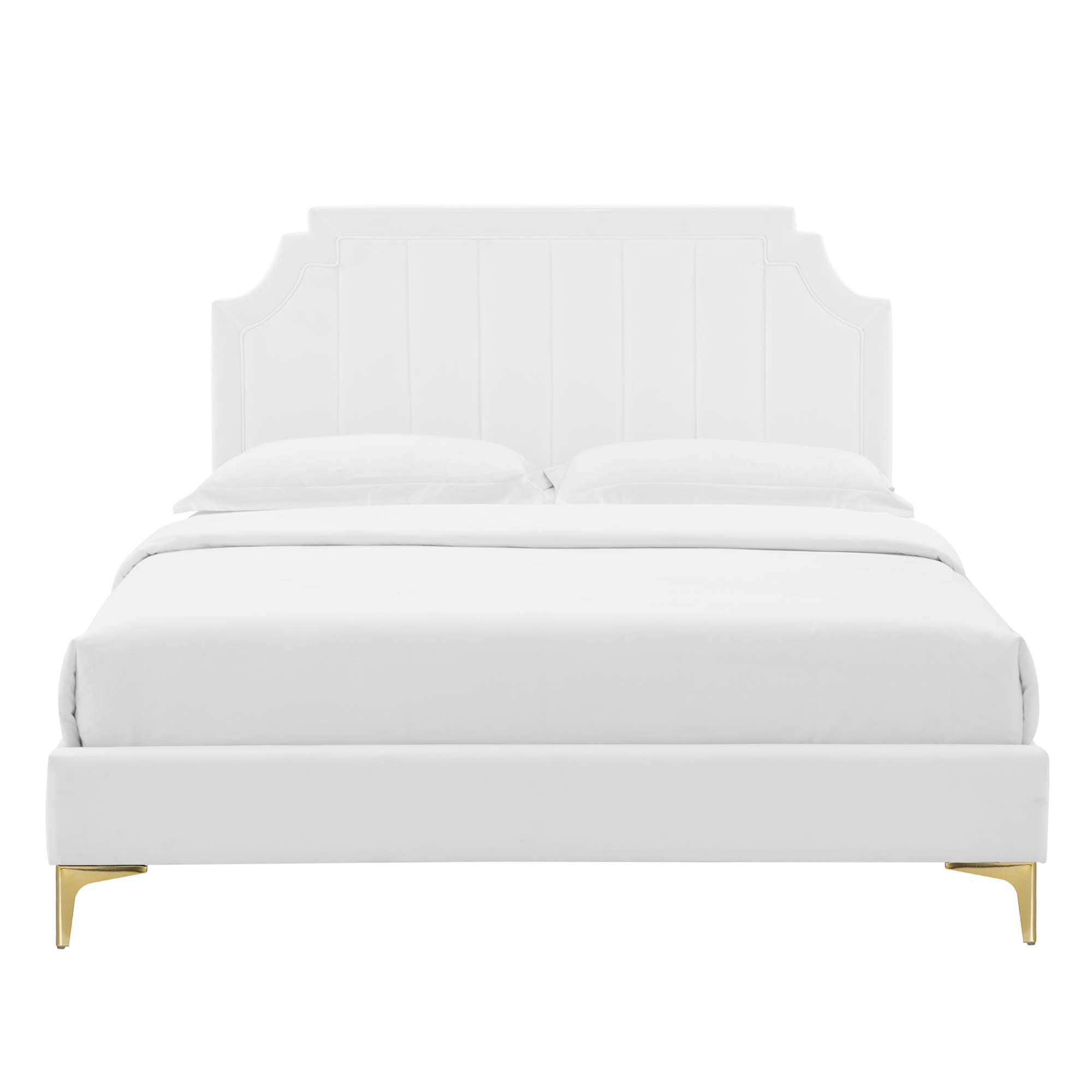 Alt View 7. Modway - Sienna Performance Velvet Full Platform Bed - White.