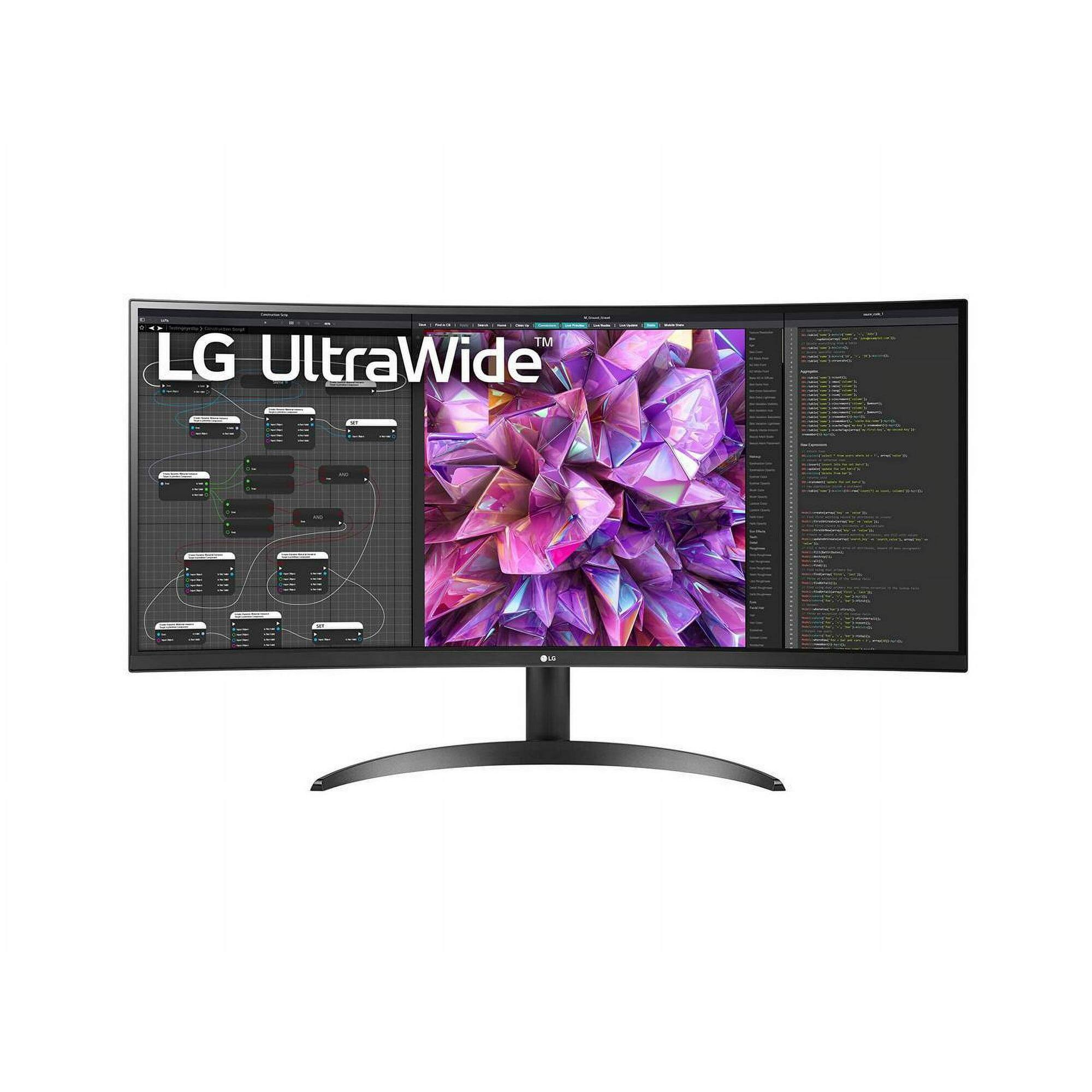 Left. LG - LG 34BQ60QC-B 34" Class Curved Screen LCD Monitor - 21:9 - Textured Black - 34" Viewable - In-plane Switching (IPS) - Black.