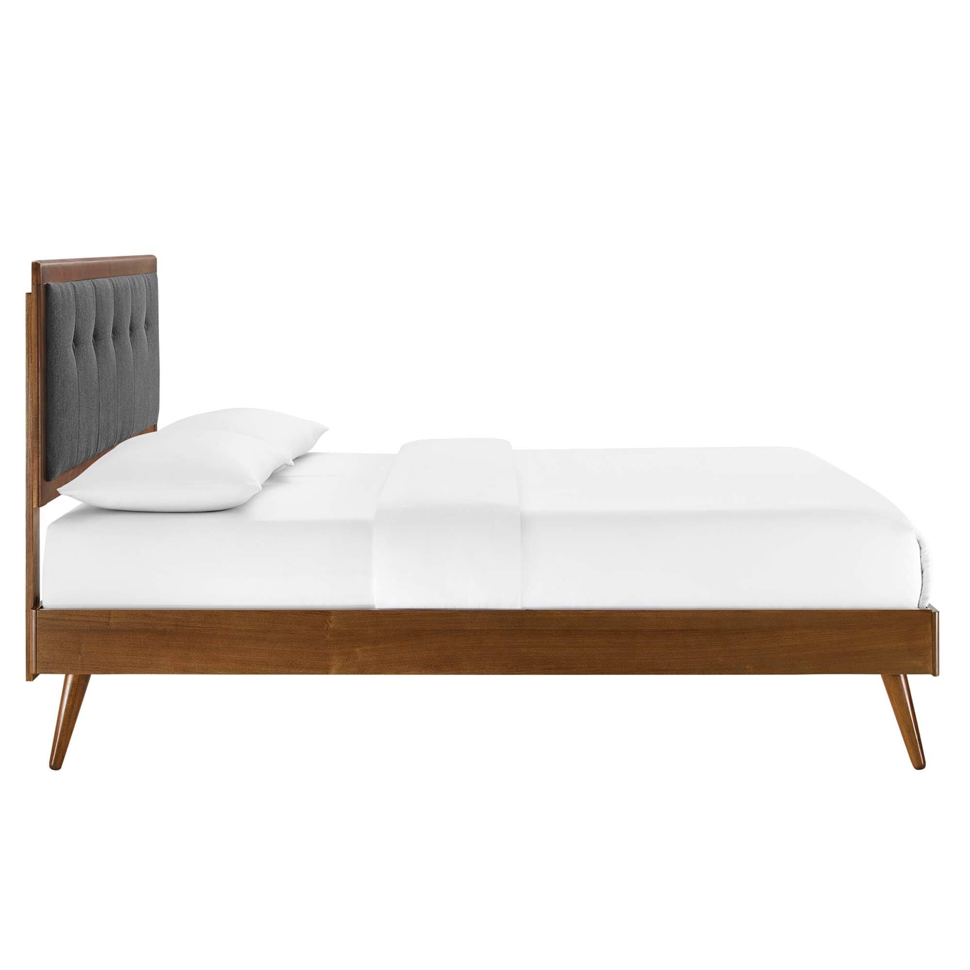 Alt View 2. Modway - Current Performance Velvet Queen Platform Bed - Red.