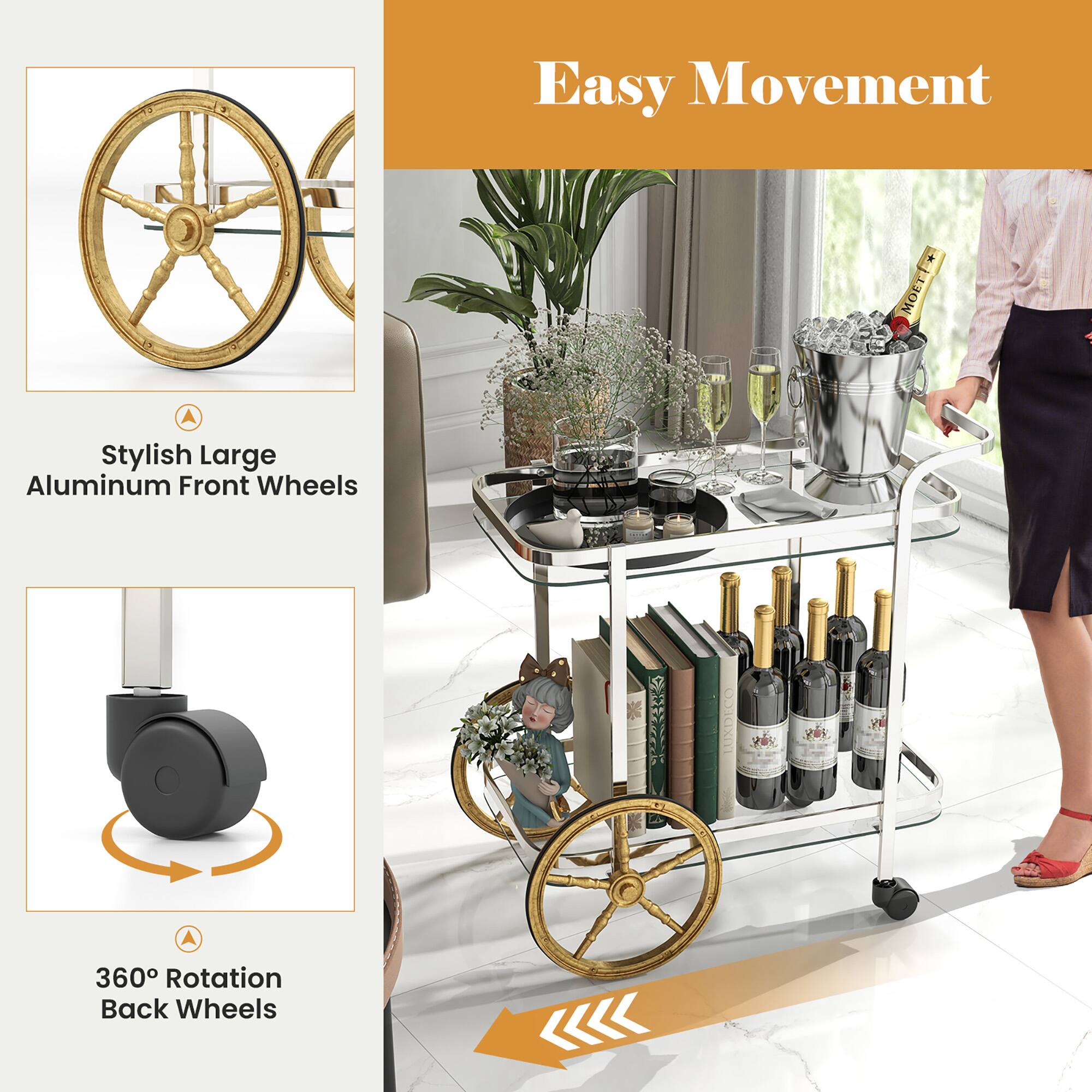 Easy Movement

Stylish Large Aluminum Front Wheels

360° Rotation Back Wheels