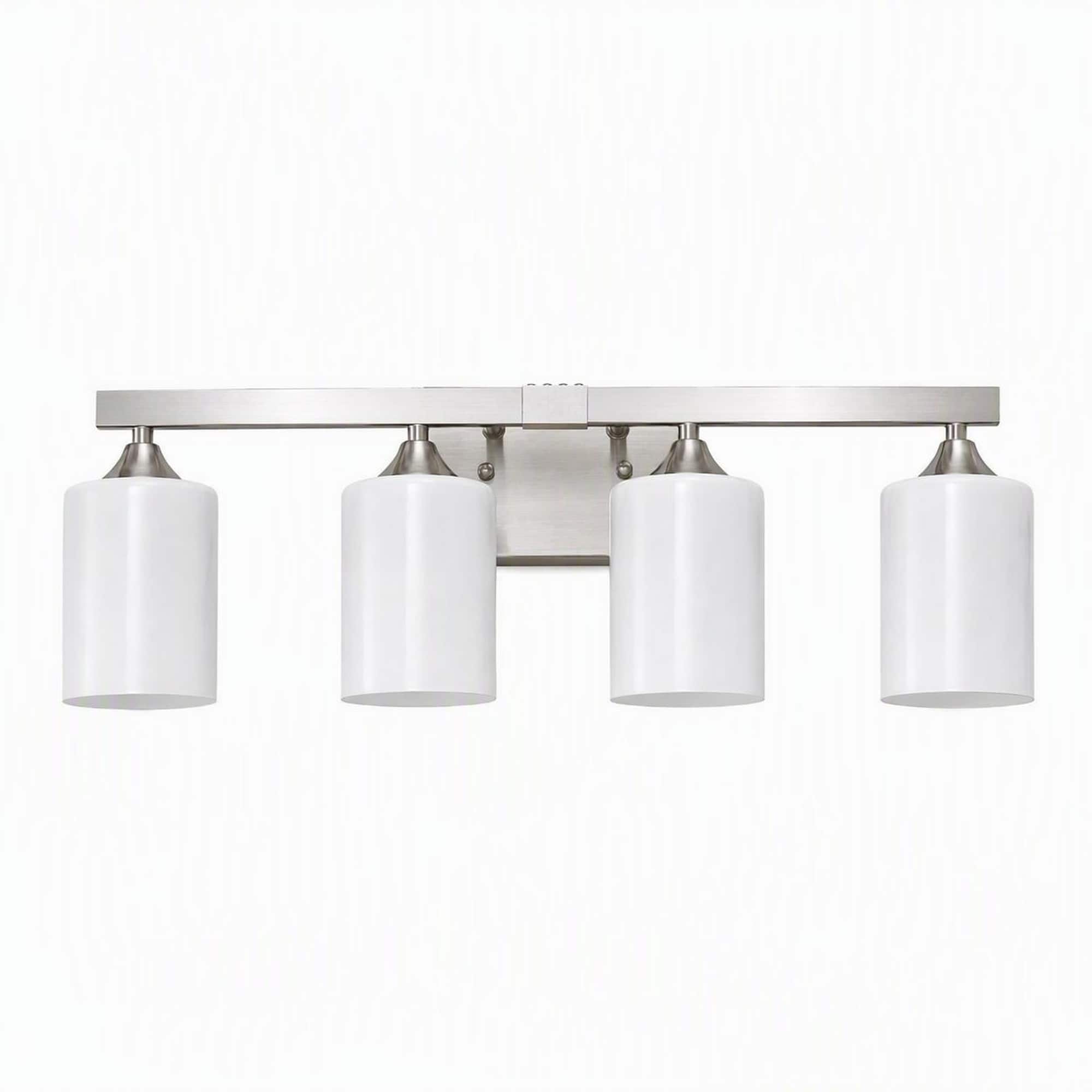 RYHNUYNE - 4-Light Brushed Nickel Vanity Light Bar with Frosted Glass Shades, Moisture-Resistant Metal Fixture for Bathroom Mirror price history on PriceWatchPro
