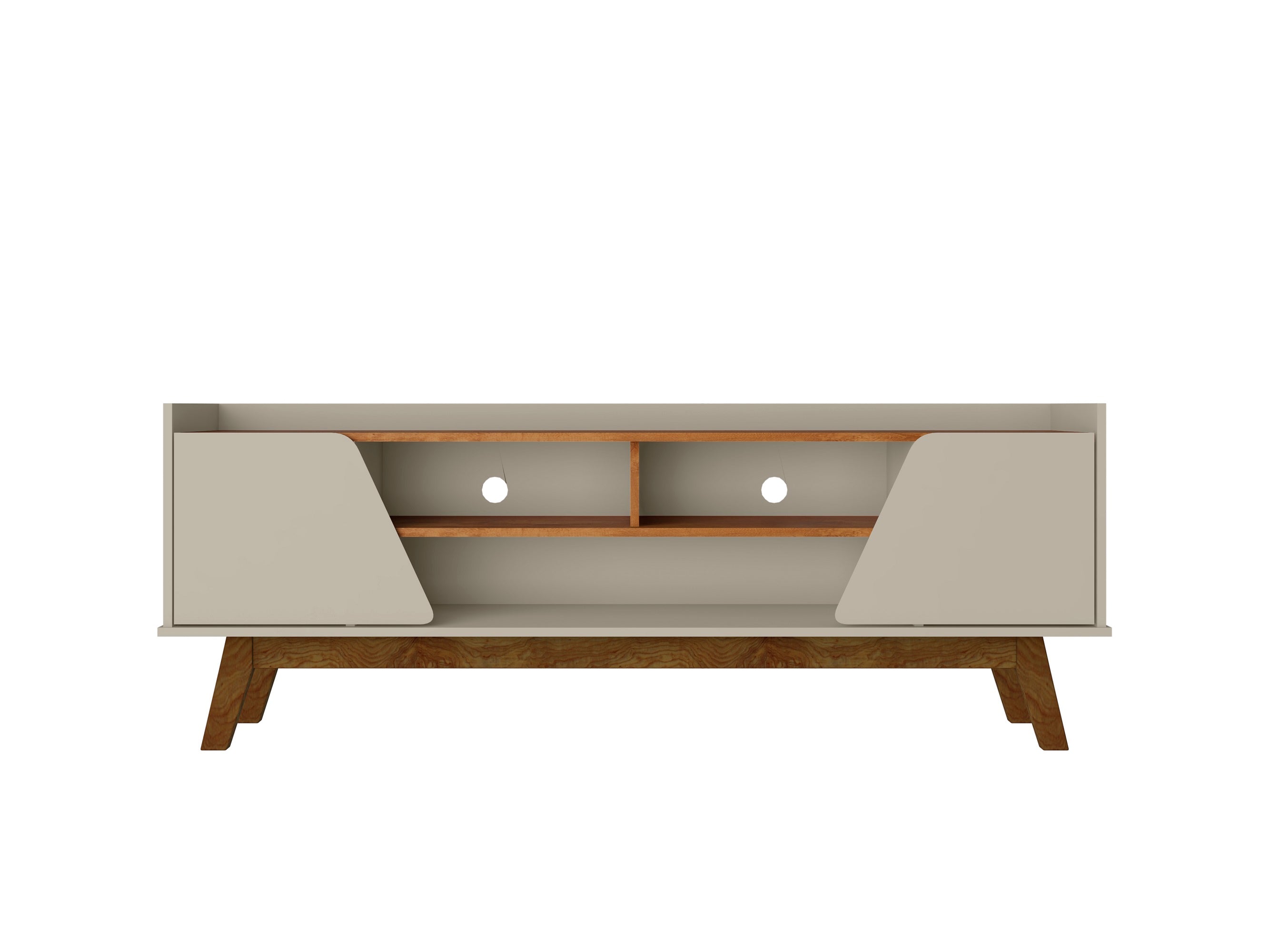 Angle. Manhattan Comfort - Marcus Mid-Century Modern 63" TV Stand in Off White and Brown - Off White and Brown.