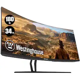 Westinghouse - 34" Curved UltraWide QHD Gaming Monitor 180Hz - Black