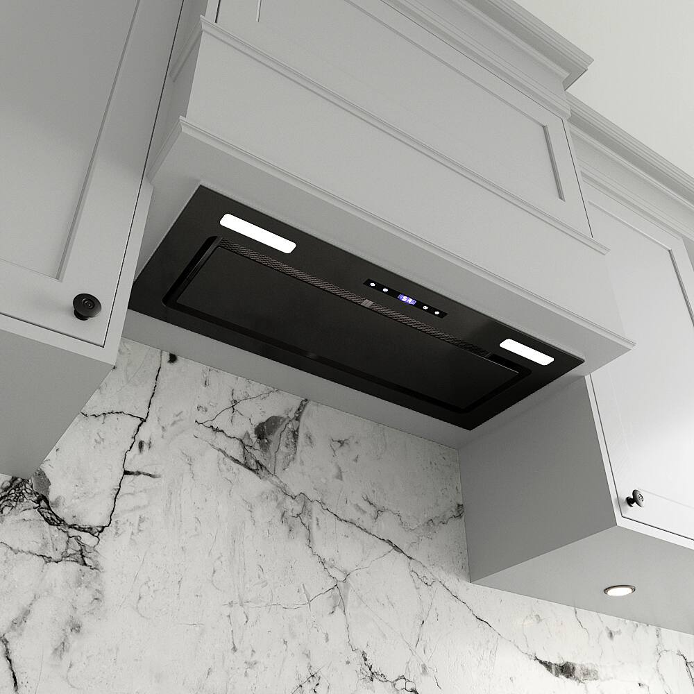 Alt View 1. Streamline - 28 in. Lemina Ductless Insert 350 CFM Range Hood, Mesh Filters, Touchpad Control, LED Lights - Glossy Black.