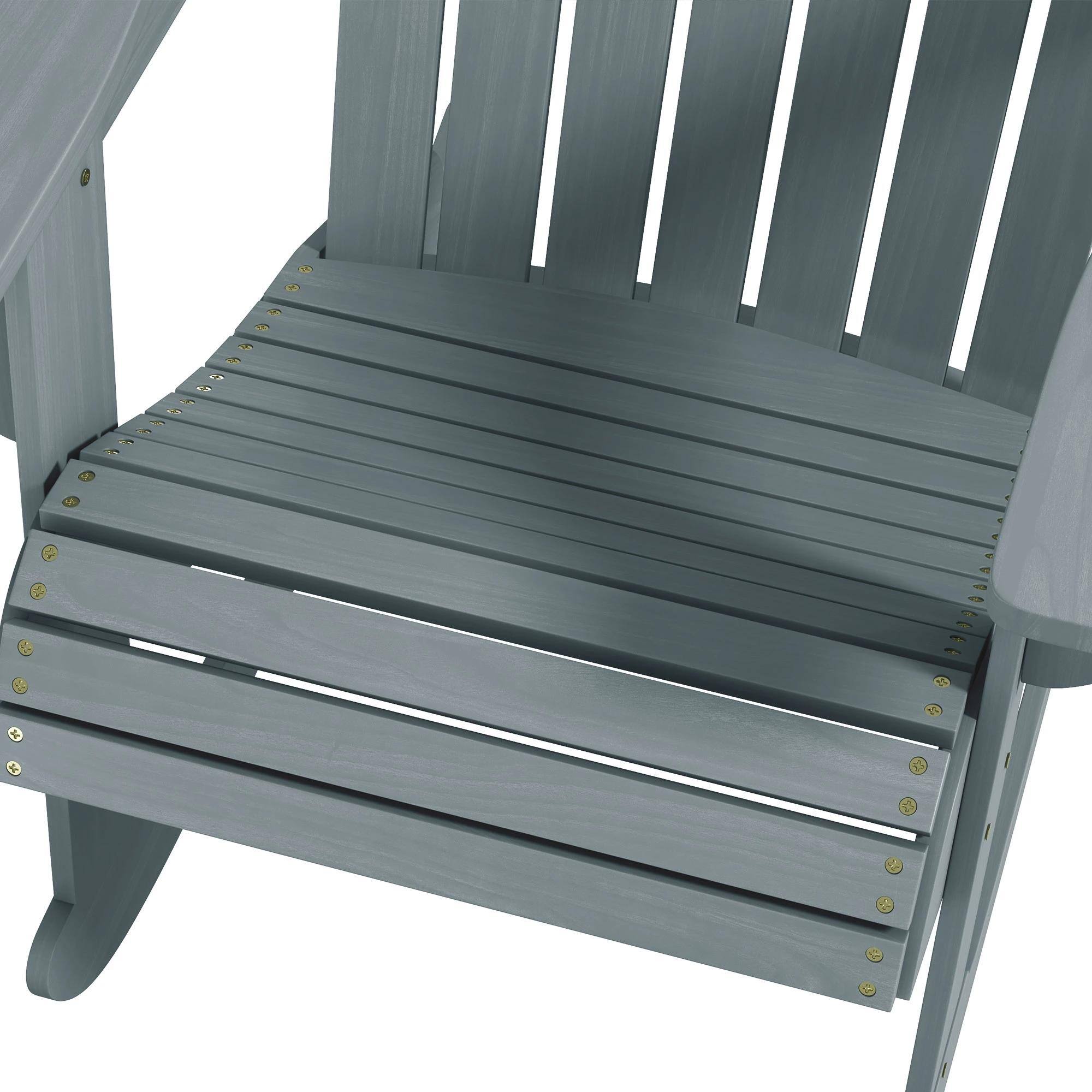 Back. Resenkos - Resenkos Adirondack Outdoor Rocking Chair with Slatted Back, Fire Pit Seating, Perfect for Relaxing,Gray - Gray.