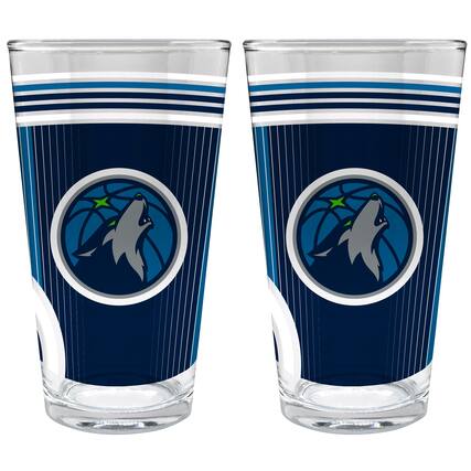Front. Great American Products - Minnesota Timberwolves Two-Piece 16oz. Pint Glass Set - Multicolor.