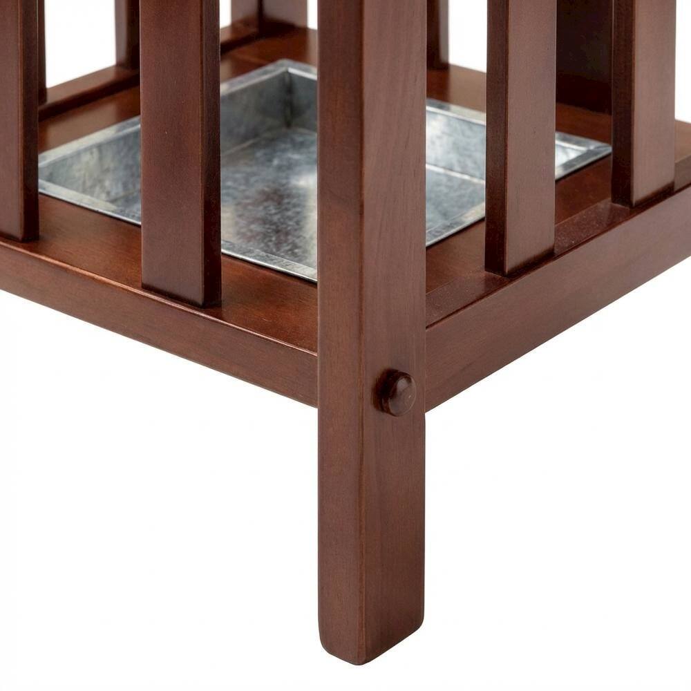 Alt View 1. FurniFact - Umbrella Stand with Metal Tray - Walnut.