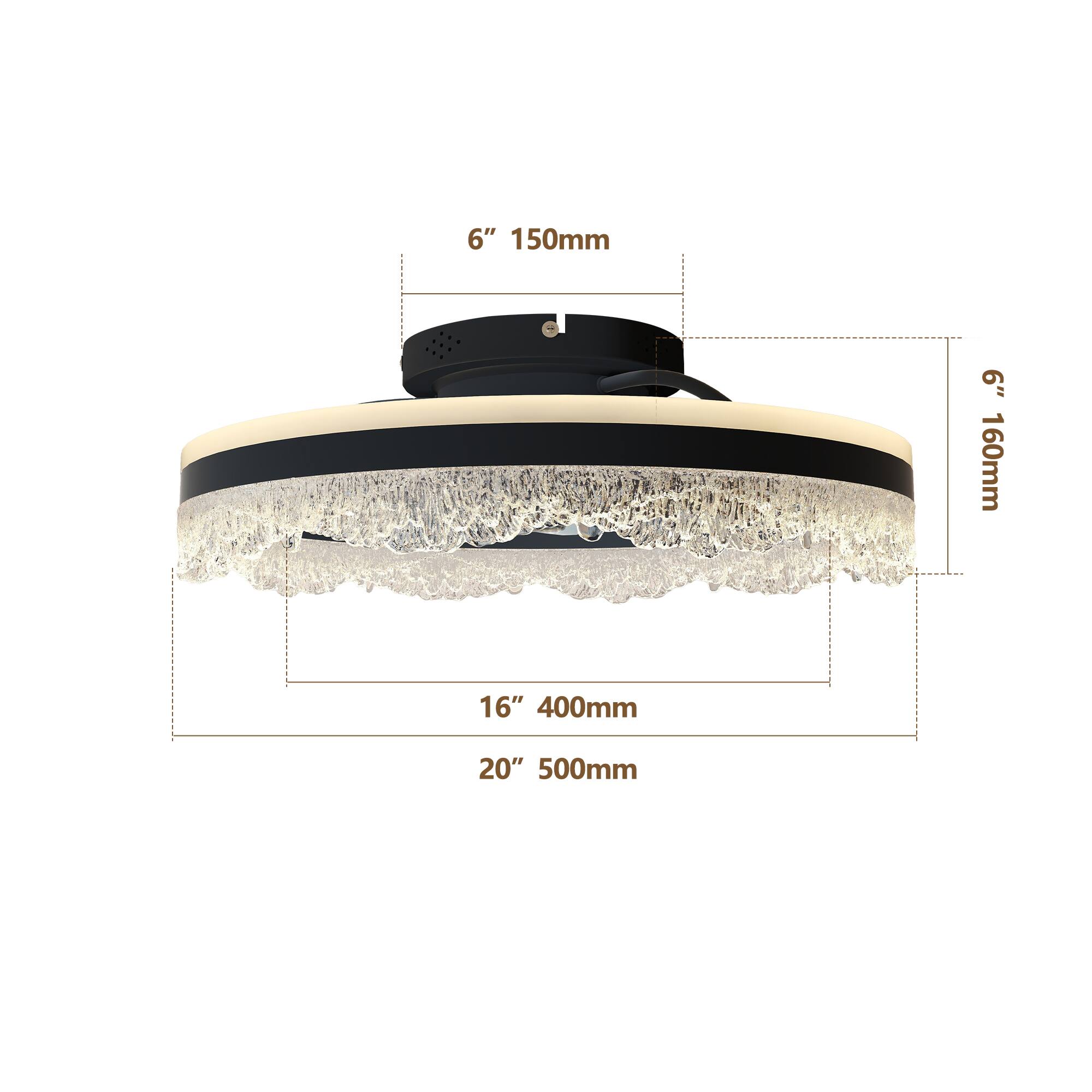 6" 150mm  
6" 160mm  
16" 400mm  
20" 500mm