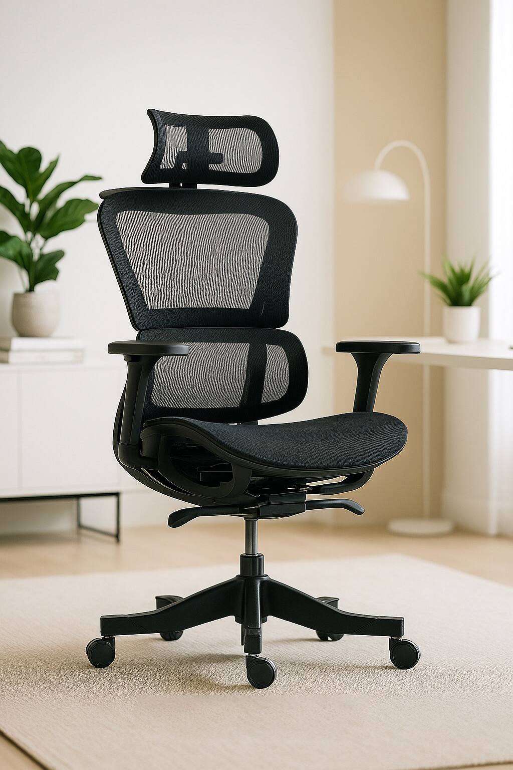 Angle. Spaco - Spaco Ergonomic High Back Mesh Office Chair with 4D Adjustable Armrests, Reclining Desk Chair for Home Office and Study - Black.
