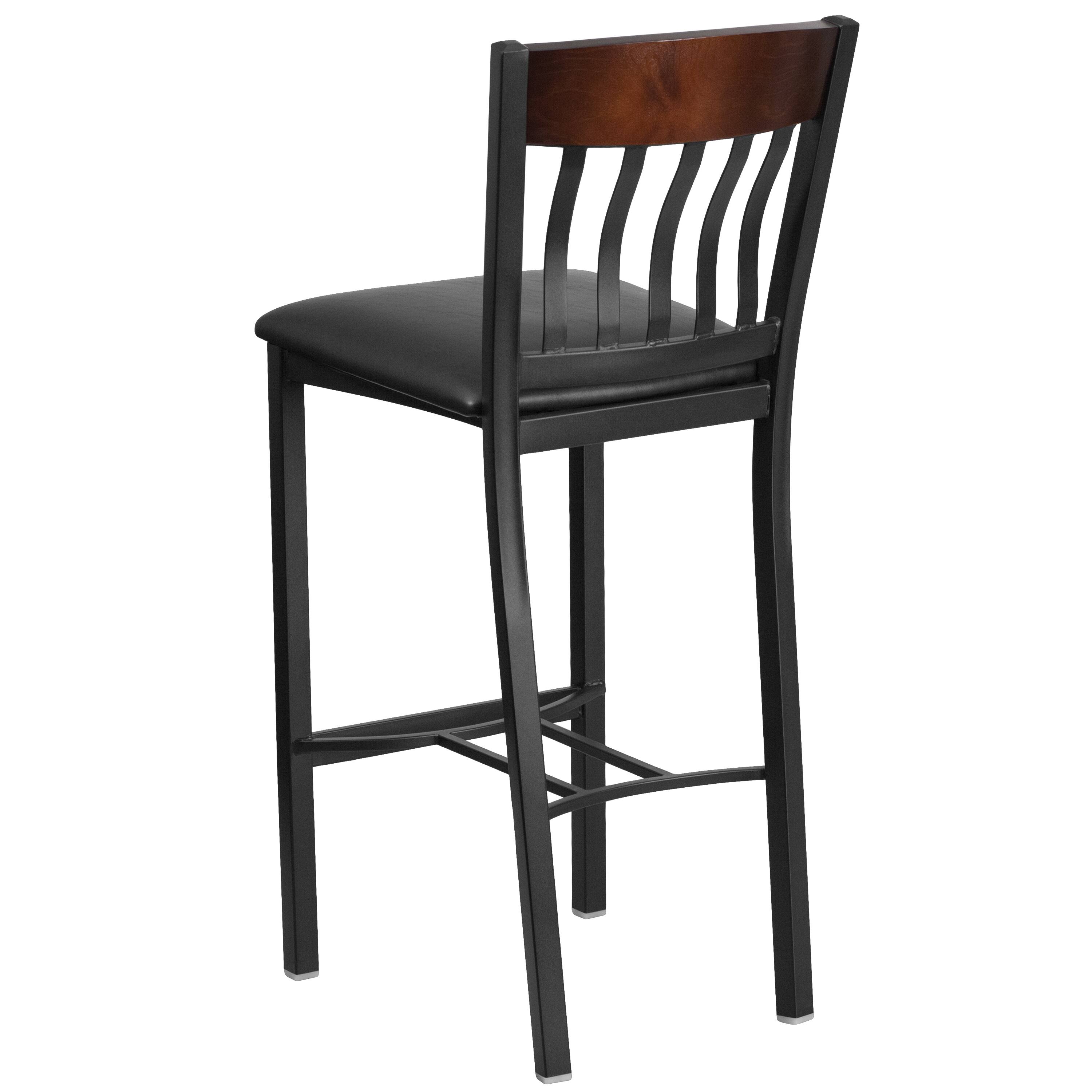 Alt View 3. Emma + Oliver - Vertical Back Metal/Wood Restaurant Dining Barstool - Walnut.