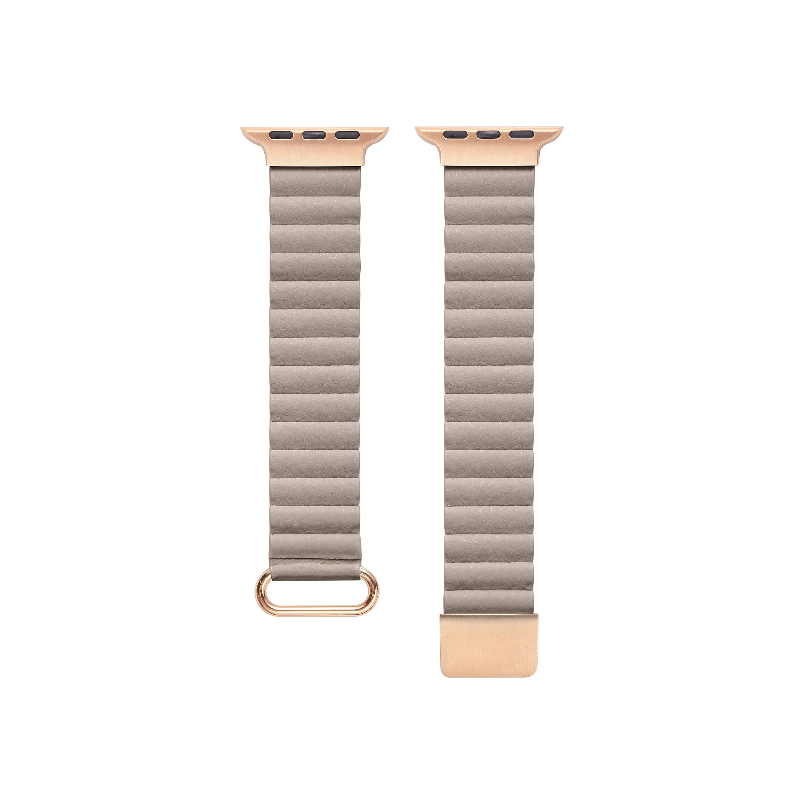 Left. Posh Tech - Dakota Magnetic Leather Band for Apple Watch - Khaki.