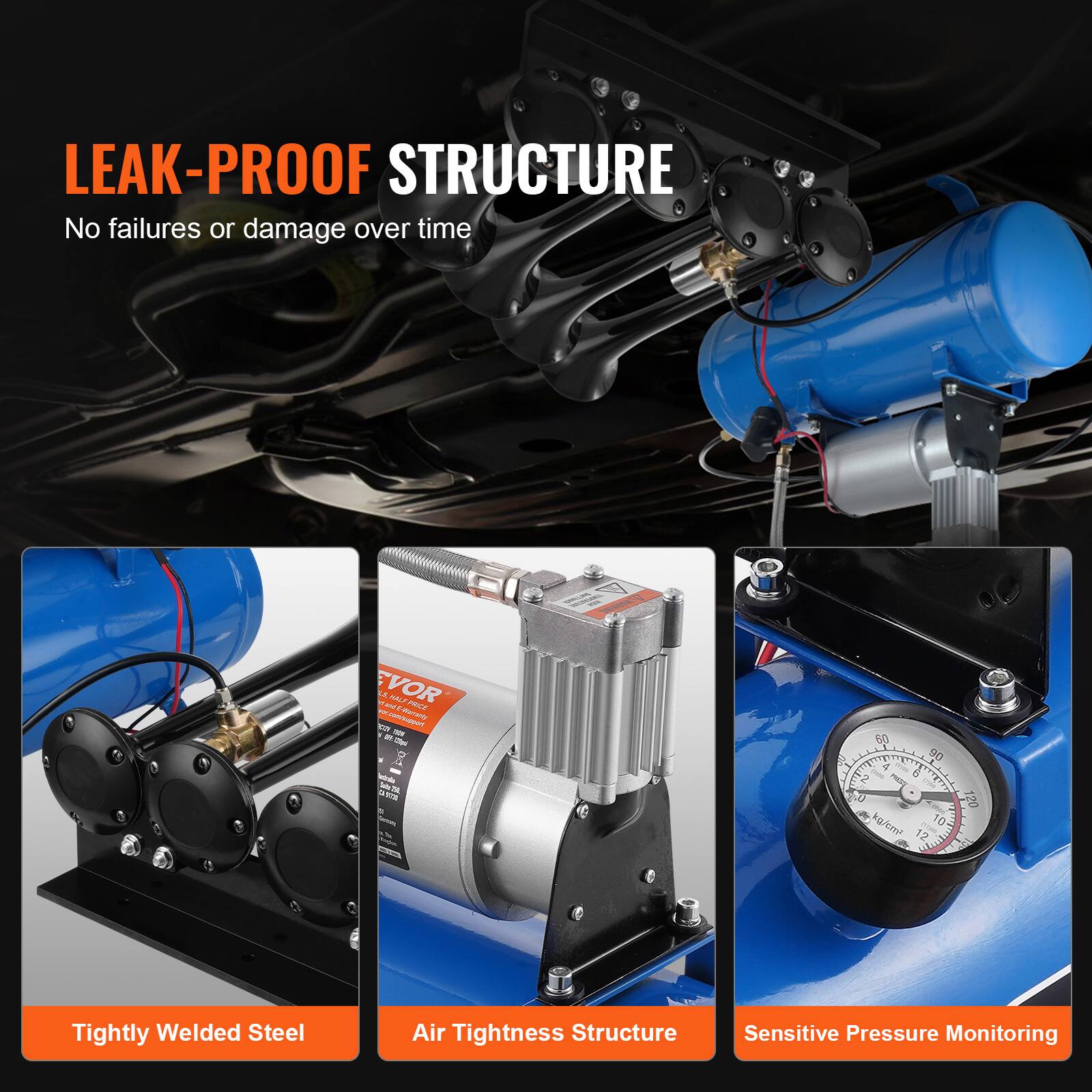 LEAK-PROOF STRUCTURE  
No failures or damage over time  

- Tightly Welded Steel  
- Air Tightness Structure  
- Sensitive Pressure Monitoring