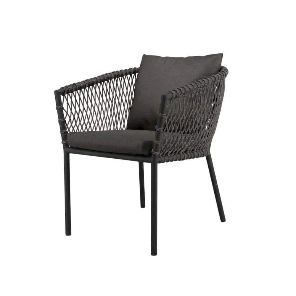 Outdoor Escape - Outdoor Patio Dining Armchair With Cushioned Seat And Armrests - Gray