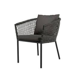 Outdoor Escape - Outdoor Patio Dining Armchair With Cushioned Seat And Armrests - Gray