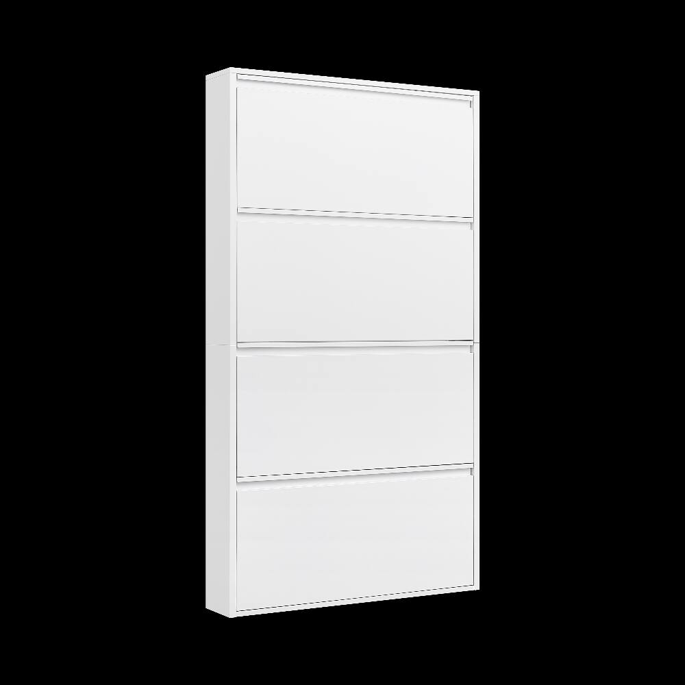 Alt View 1. Loheer - Loheer White Metal Shoe Cabinet 4 Flip Drawer Shoe Organizer - White.
