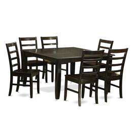 East West Furniture - 7 Pc Dining room set-Dinette Table with Leaf and 6 Dinette Chairs - Cappuccino