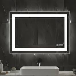 Loheer - LED Bathroom Mirror, Anti-Fog Wall Mounted Vanity Mirror with 3-Color Dimmable Light, Touch Control