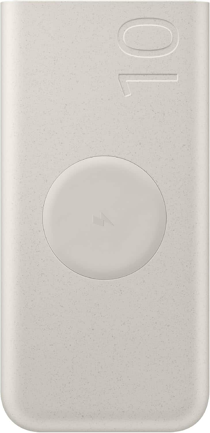 Samsung - 25W 10,000mAh Battery Pack Wireless Charger, Super Fast Charging w/ 2 Ports for Galaxy Phones, Buds and More, 3A - Beige