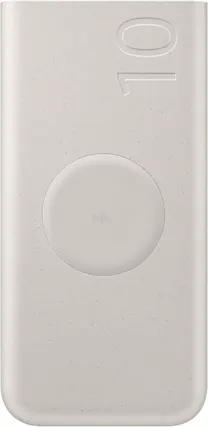 Front. Samsung - SAMSUNG 25W 10,000mAh Battery Pack Wireless Charger, Super Fast Charging w/ 2 Ports for Galaxy Phones, Buds and More, 3A - Beige.