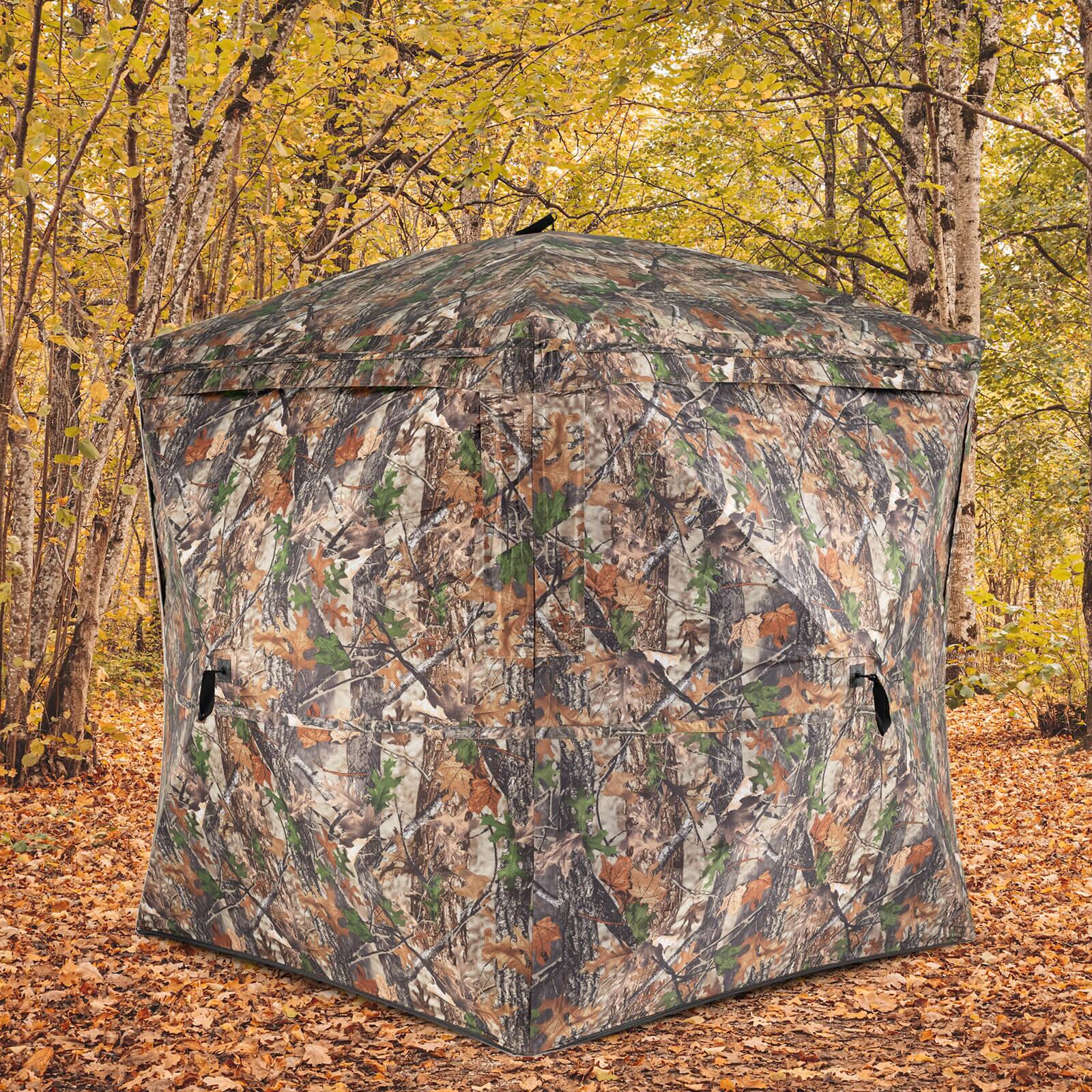 Alt View 1. Costway - Costway 270° See Through Hunting Blind Tent, 2-3 Person Pop-Up Ground Blind with Windows - Camouflage.