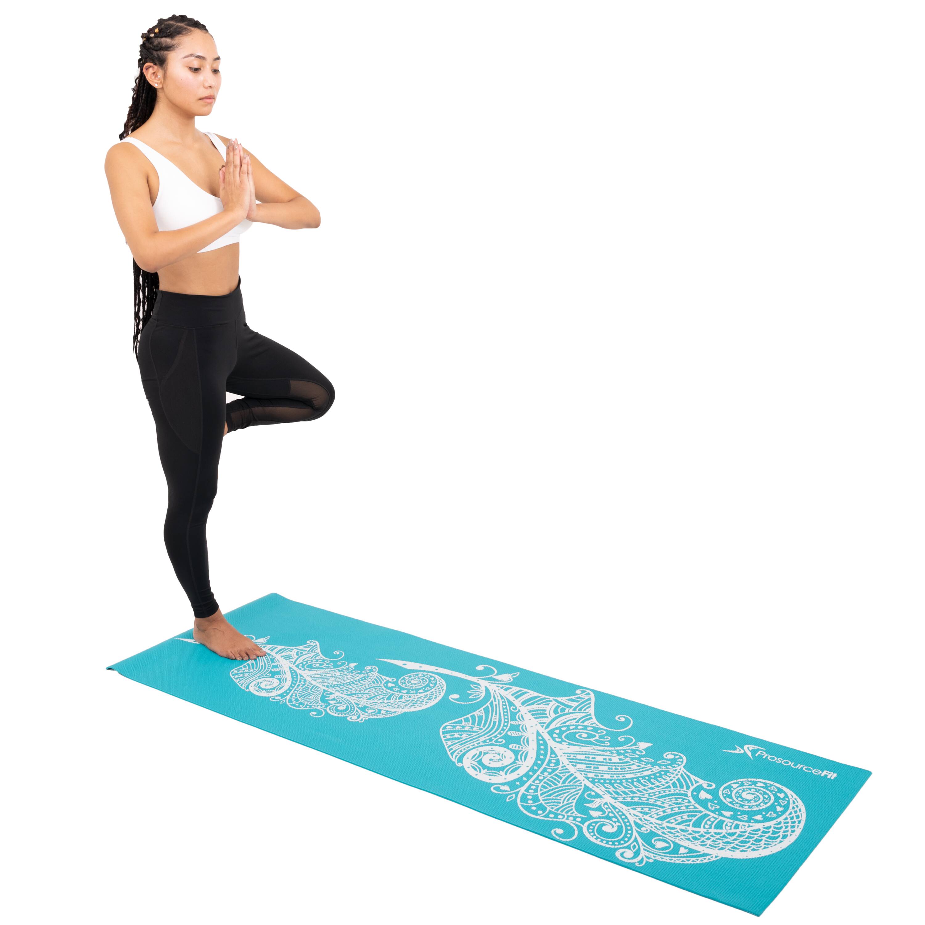 Alt View 1. ProsourceFit - ProsourceFit Printed Yoga Mat - Blue.